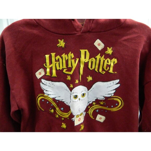 Harry Potter Burgundy Hoodie XXS With Hedwig Graphic Cotton Blend Kangaroo Pocke - Picture 3 of 10